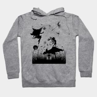 Cute fairy playing with the dandelions in the night Hoodie